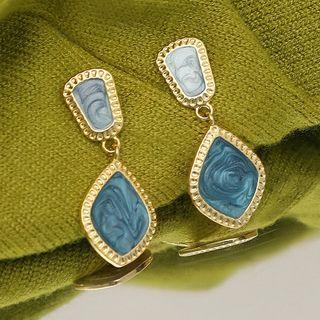 Irregular Drop Earring 1 Pair - Gold & Blue - One Size