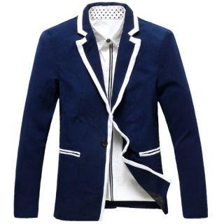 Contrast Trim Buttoned Blazer
