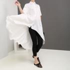Elbow-sleeve High-low Shirt Dress