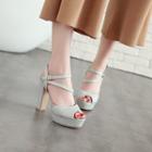 Ankle-strap Glitter Chunky-heel Platform Sandals