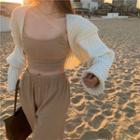 Plain Cardigan / Camisole Top / Wide Leg Pants