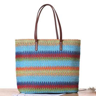 Striped Woven Tote