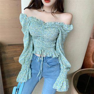 Floral Long-sleeve Slim-fit Blouse