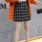 Checker Tweed A-line Mini Skirt