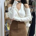 Cold-shoulder Knit Top / Mini A-line Skirt