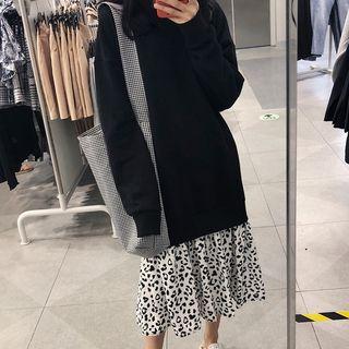 Mock Two-piece Leopard Print Pullover Dress