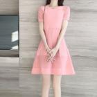 Short-sleeve Mini Mesh A-line Dress