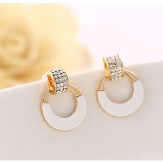 Rhinestone Drop Earring White - One Size