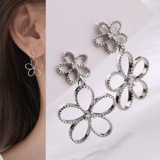 Alloy Flower Dangle Earring 1 Pair - Alloy Flower Dangle Earring - White Gold - One Size