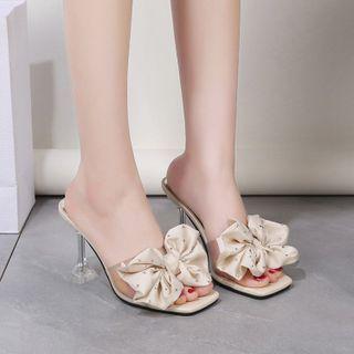 Ribbon High-heel Slide Sandals