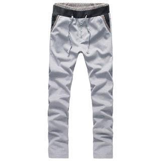 Print Panel Button Accent Sweatpants