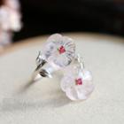 Crystal Flower 925 Sterling Silver Ring White - One Size