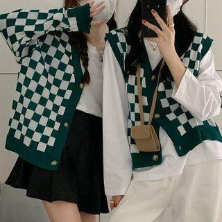 Checker Print Sweater Vest / Cardigan