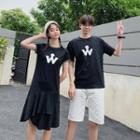 Couple Matching Short-sleeve Printed T-shirt / Dress / Shorts