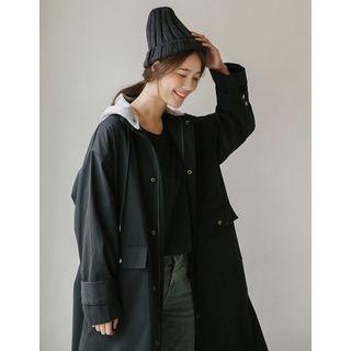 Stand-collar Hooded Cotton Coat
