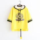 Printed Elbow-sleeve T-shirt Yellow - One Size