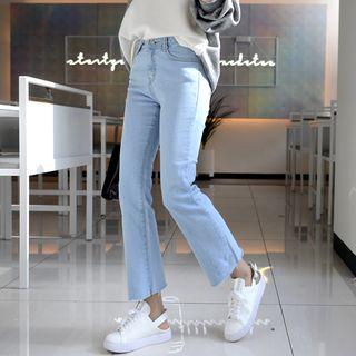 High-waist Frayed Semi Boot-cut Jeans