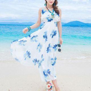 Spaghetti Strap Floral Print Maxi Dress