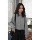 Collared Buttoned Cropped Pullover