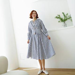 Marine Stripe Midi Flare Dress