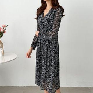 Tie-back Floral Long Dress