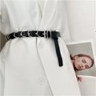 Buckle D-ring Faux Leather Belt Black - One Size