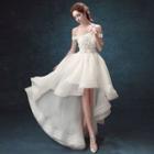 Off Shoulder Lace High Low Wedding Dress