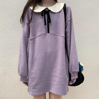 Peter Pan Collar Mini Pullover Dress Purple - One Size