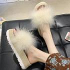 Platform Fluffy Slide Sandals