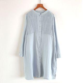 Long-sleeve Accordion Pleat Shirt Dress