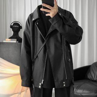 Faux Leather Side Zip Jacket
