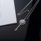 Key Snowflake Rhinestone Pendant Alloy Necklace Silver - One Size