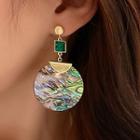 Shell Drop Earring 1 Pair - Silver Pin - Acryliccircle - Green - One Size