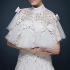 Bow Accent Lace Wedding Cape