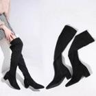 Chunky-heel Pointy-toe Over-the-knee Boots