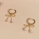 Faux Pearl Bow Hoop Earring 1 Pair - Gold - One Size