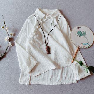 Long-sleeve Frog-buttoned Cheongsam Top
