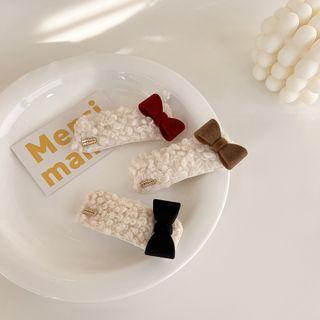 Bow Faux Shearling Hair Clip