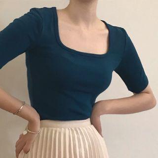 Slim-fit Square-neck T-shirt