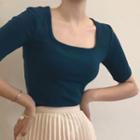 Slim-fit Square-neck T-shirt