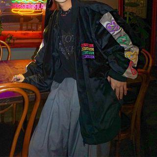 Heart Embroidery Zipped Jacket