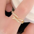 Rhinestone Open Ring J32 - 1 Pc - Gold - One Size