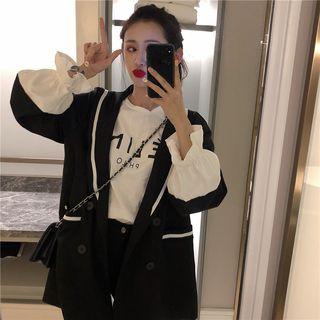Ruffled-cuff Sailor-collar Jacket Black - One Size