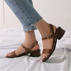 Block-heel Cowhide Strappy Sandals