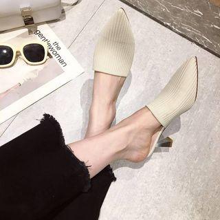 Knit Pointed Kitten Heel Mules