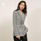 Plaid Tie Waist Blazer