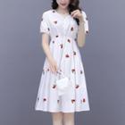 Cherry Embroidered Midi A-line Dress