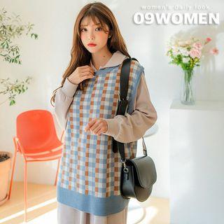 Round-neck Checked Vest