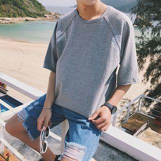 Paint Print Elbow Sleeve T-shirt