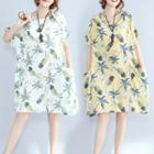 Pineapple Print Short Sleeve Dress